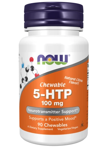 NOW 5-HTP, 100 mg, 90 žvýkacích pastilek